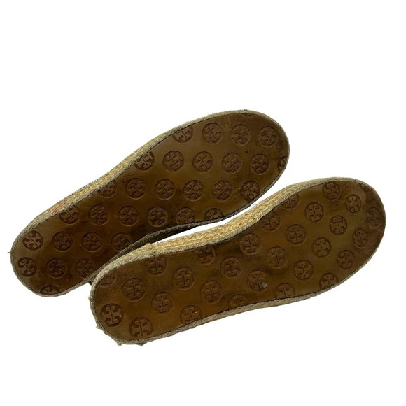 Tory Burch Mon Amour Navy Blue‎ Red Stripe Heart Espadrille Flats Size 10 - Picture 10 of 10